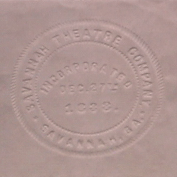 Seal from the Theatre's Articles of Incorporation (1838)