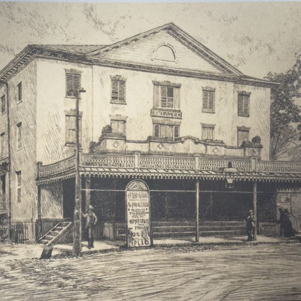 A drawing of the original theatre